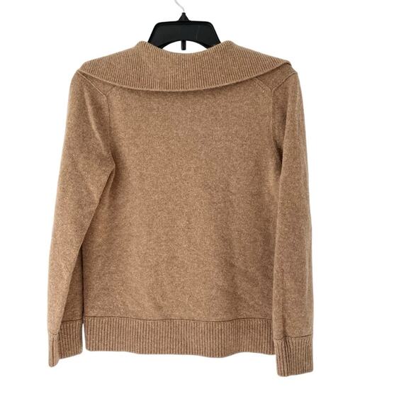 Vince Raglan Sleeve Polo Wool Cashmere Tan Heathered Chestnut Sweater size XS - Picture 7 of 9